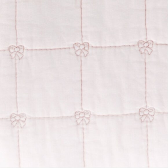 2pc Shabby Chic Quilted Pink Coquette Bow TWIN Quilt Pillow Sham Set Cotton NEW - Picture 5 of 5
